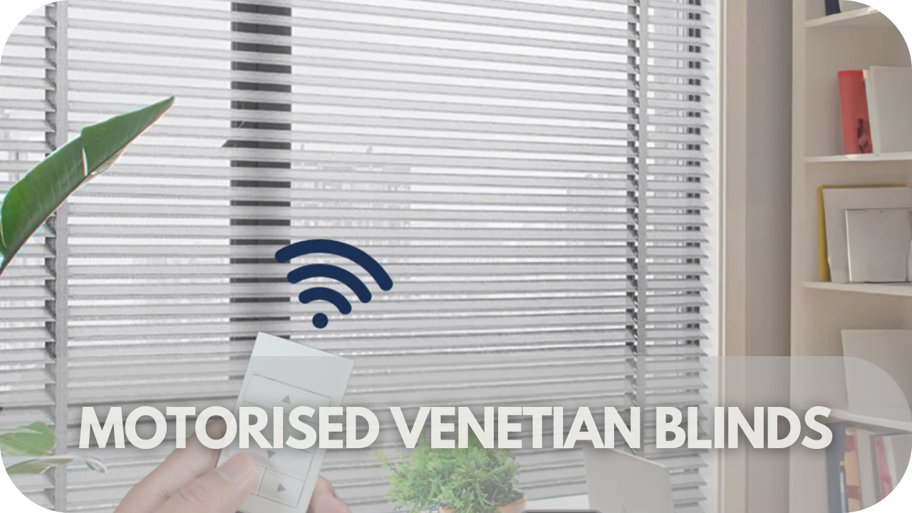 Motorised Venetian blinds provide effortless light control and privacy, all with the touch of a button, perfect for modern living.