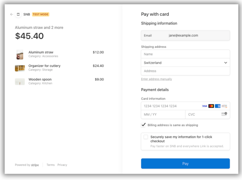 An example of a PayPal payment page