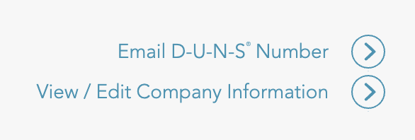 Screenshot says Email D-U-N-S Number and button and View / Edit Company Information button