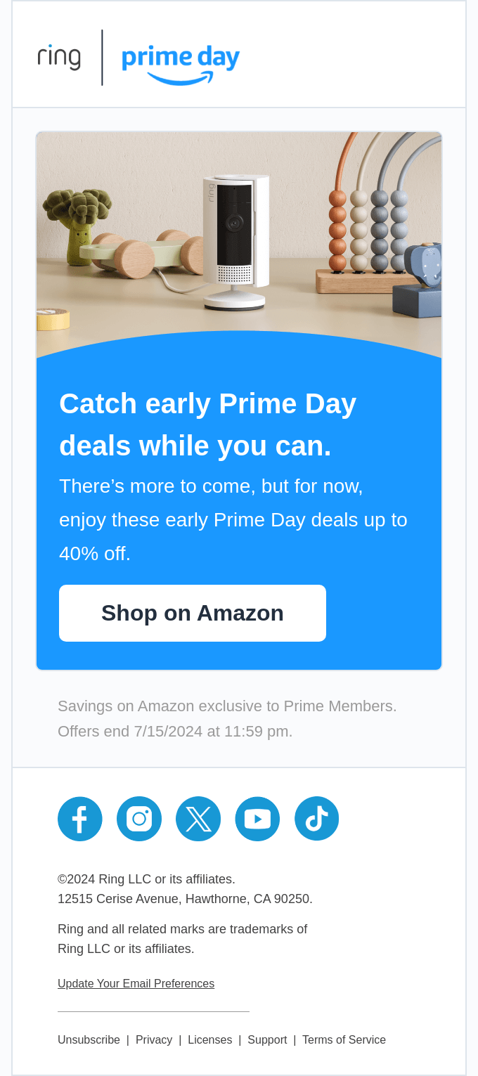 Prime day email example