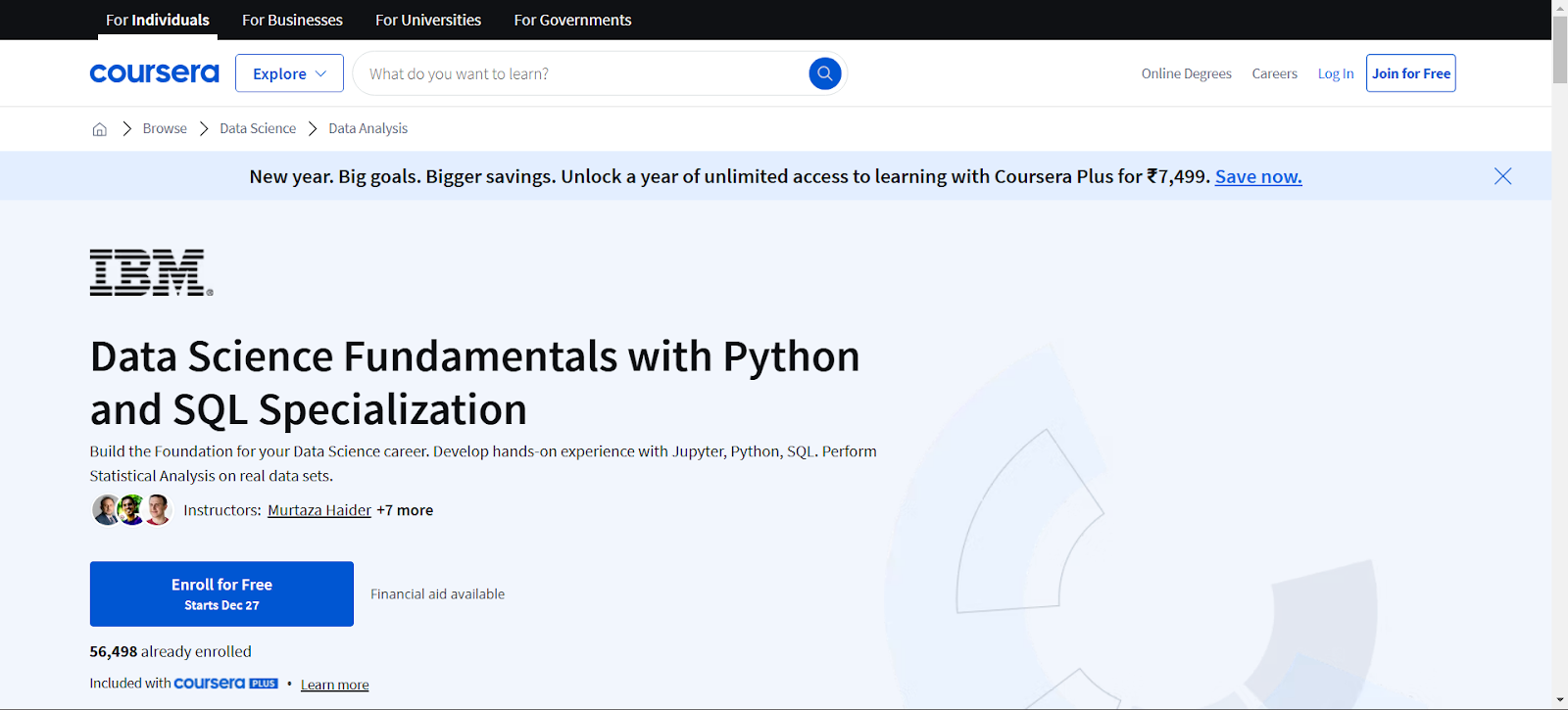 Coursera: Data Science Fundamentals with Python/SQL