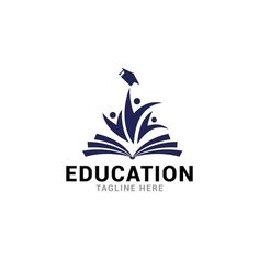 This contains the education logo is designed to look like an open book with a graduation cap on top