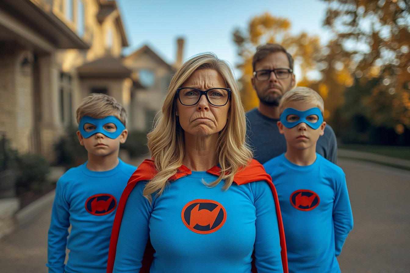 A family dressed up as superheroes | Source: Midjourney