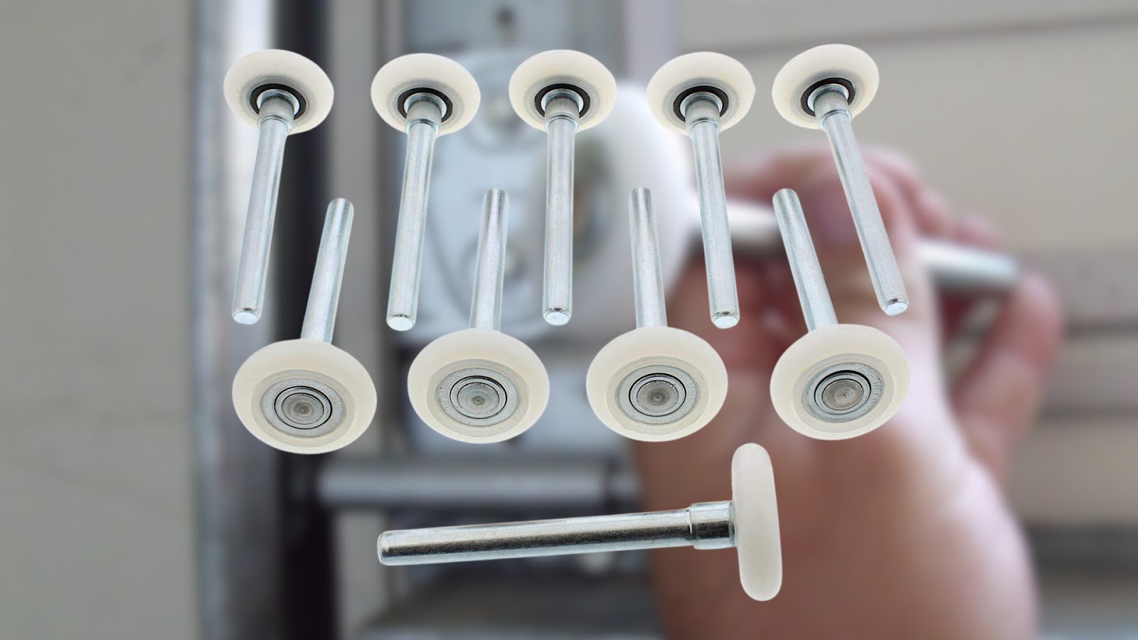Ten nylon rollers