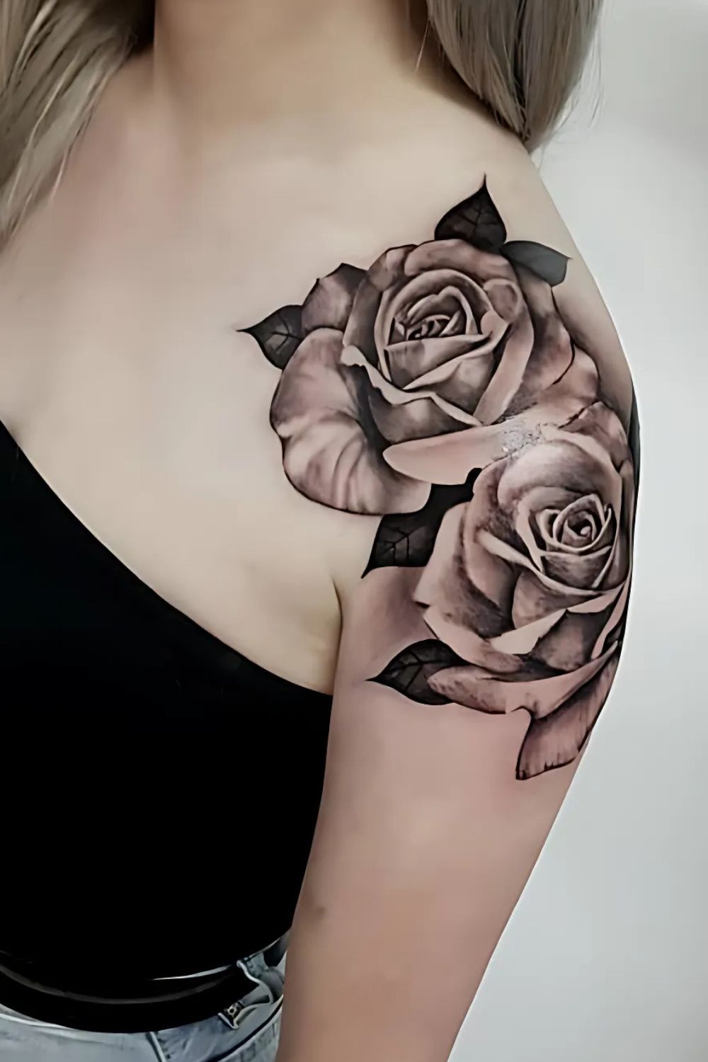 Rose Front Shoulder Tattoo