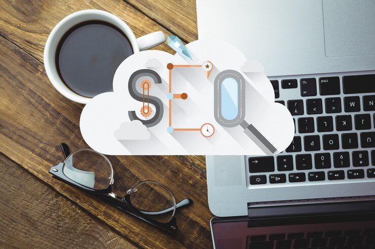 Top view of a cloud with the word SEO