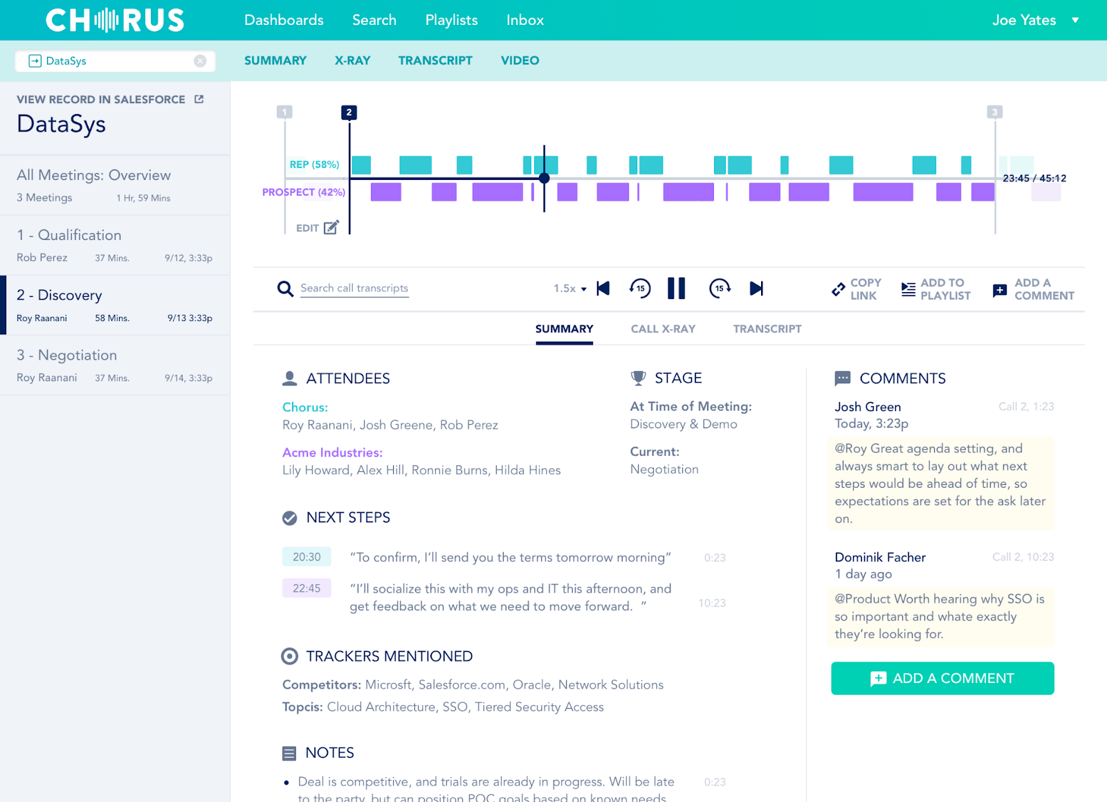 Chorus - sales enablement tool