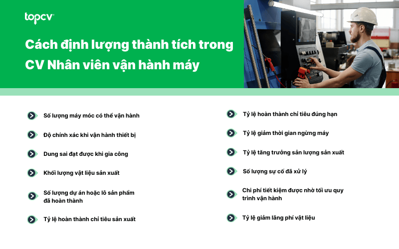 Cách định lượng thành tích trong CV Nhân viên vận hành máy