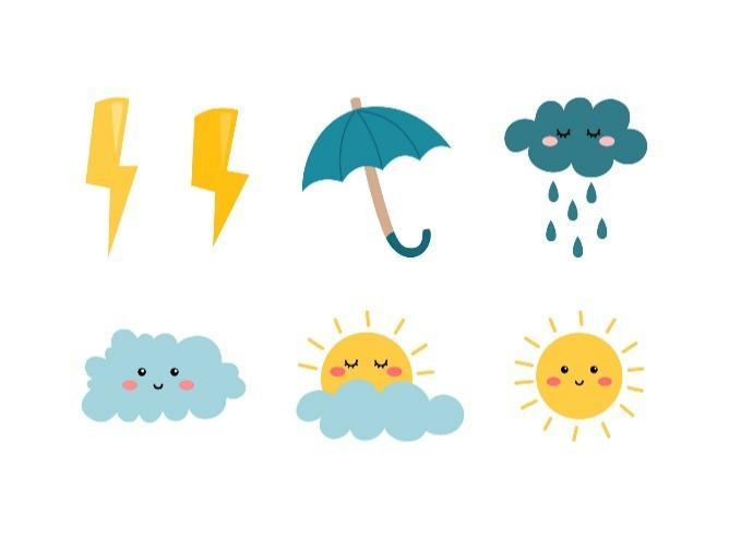 Collection of cute weather clipart vector flat 5927980 Vector Art at  Vecteezy