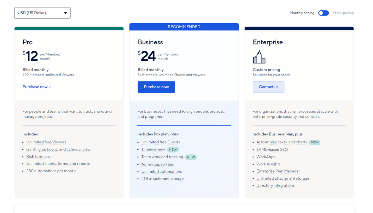 Smartsheet Pricing