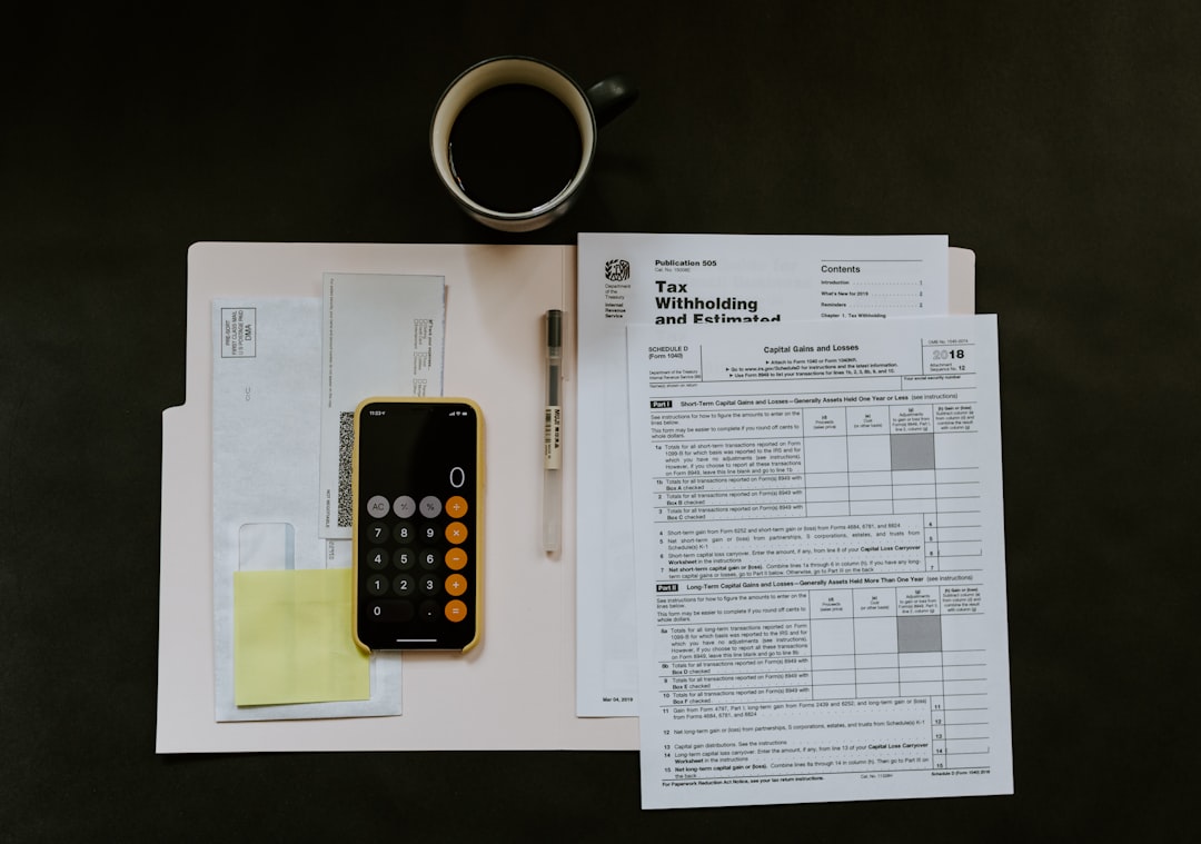 Tax paperwork and calculator