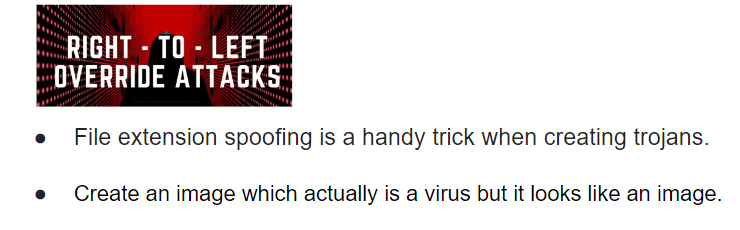 Right to Left Override Attacks - hiding exe files in plain sight