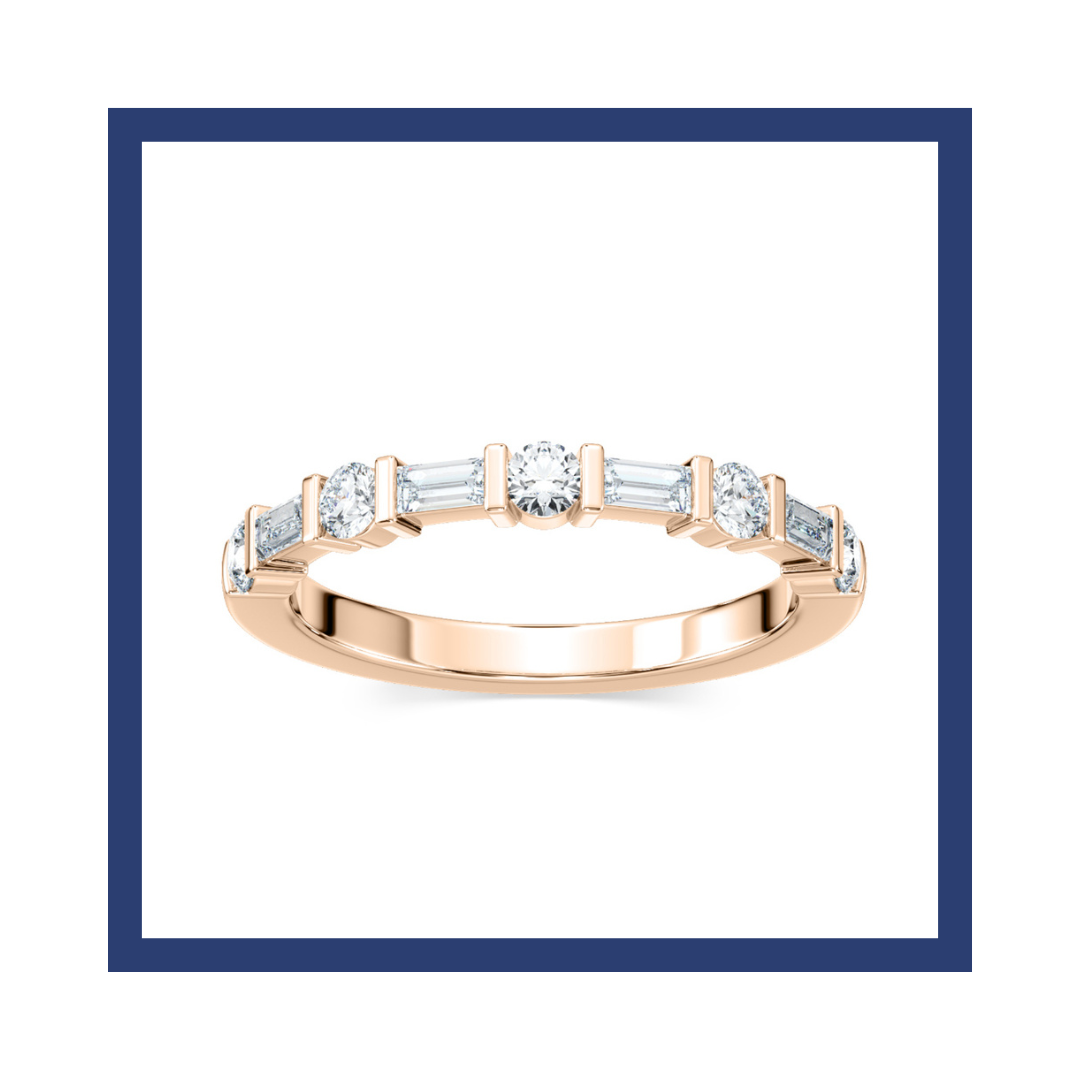 Round And Baguette Diamond Whimsy Wedding Band.