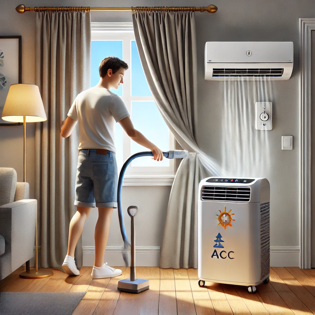 Energy-saving tips visual: closing curtains, using sleep mode, sealing air leaks, cleaning filters, and scheduling with smart plugs.