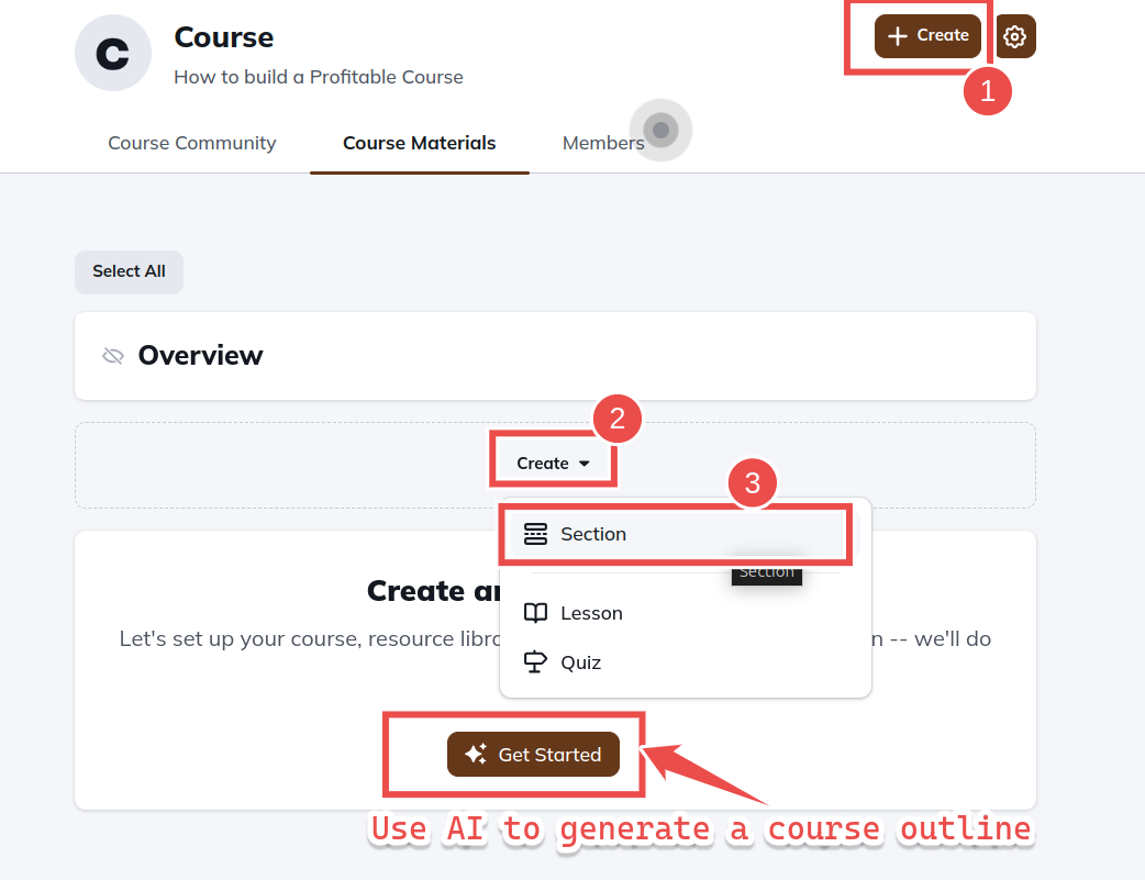 manual and ai course outline generator