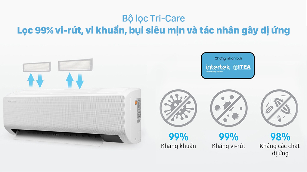 Máy lạnh Samsung Wind-Free Inverter 1.5 HP AR13TYGCDWKNSV - Bộ lọc Tri-Care