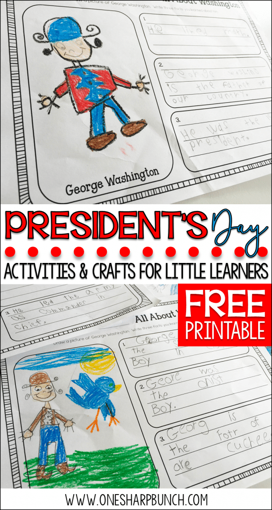 Here’s a great collection of President’s Day activities for kids, including President’s Day crafts, Abraham Lincoln activities, ideas for patriotic math and literacy centers, and FREE George Washington printables!