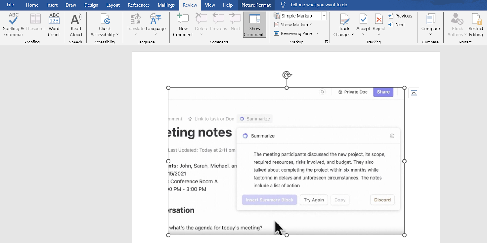 Add comments to the image: how to annotate in microsoft word