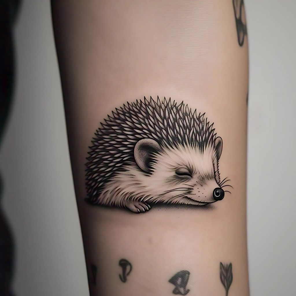 Sleeping Hedgehog Tattoo