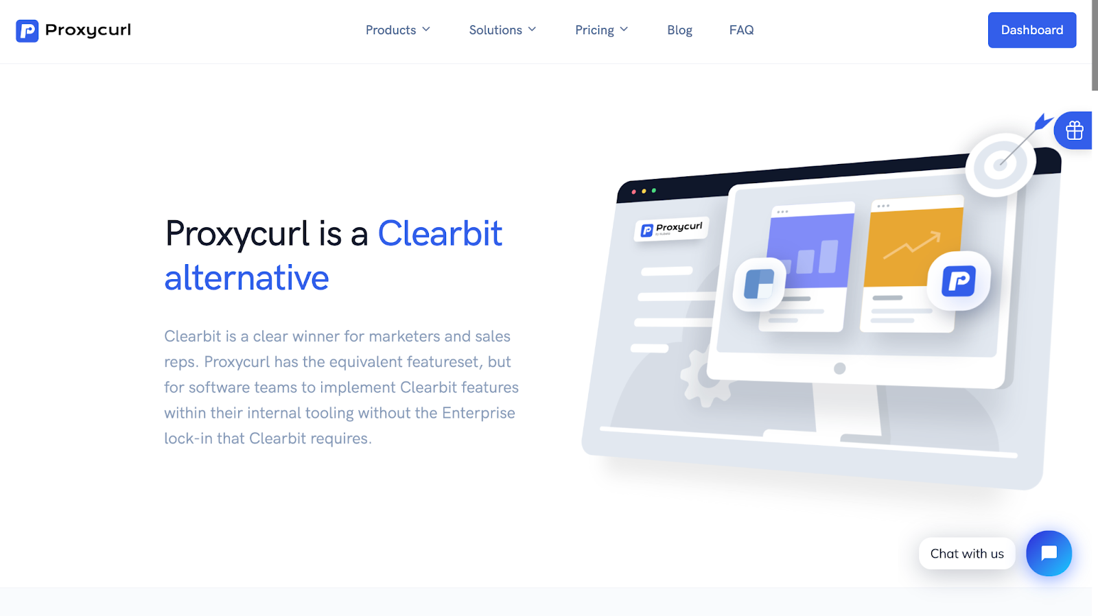 Proxycurl's landing page targeting Clearbit's potential customers