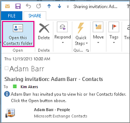 My contacts in Windows version of Outlook