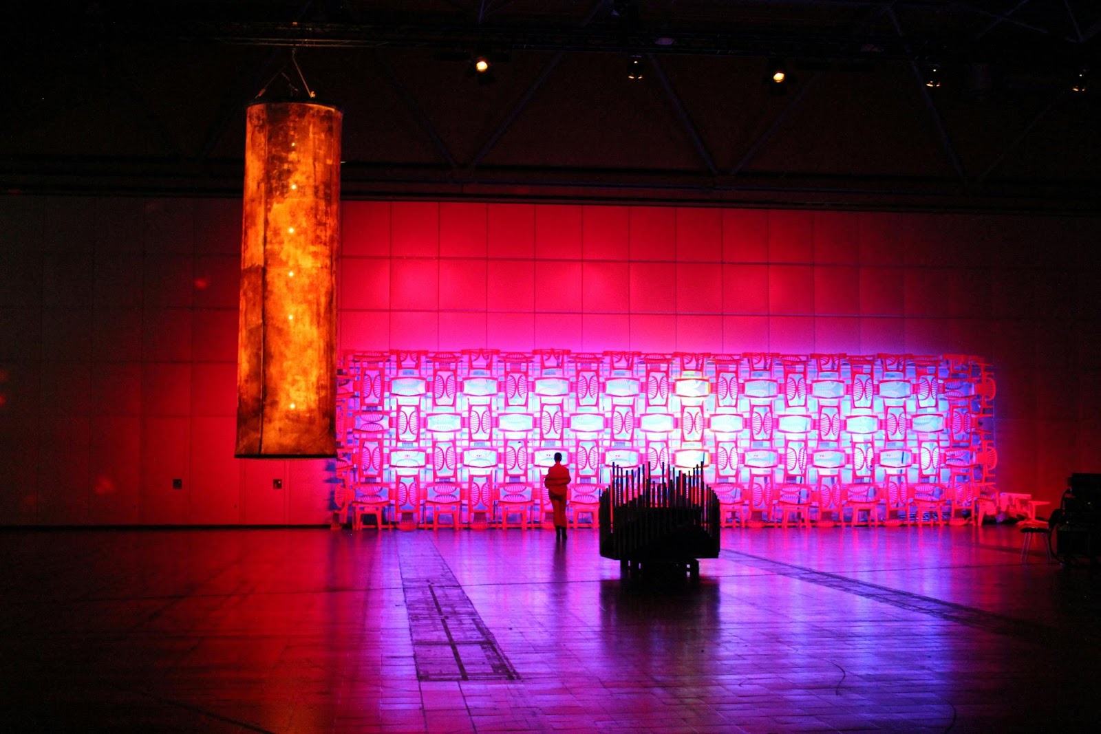 Artistic corporate event venue with modern artwork and decor.