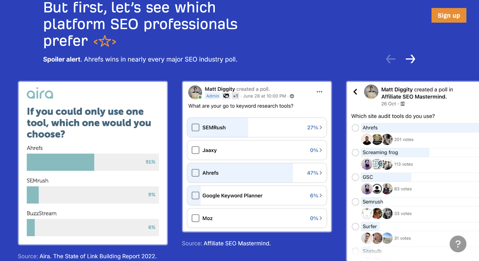 Comparison page content format