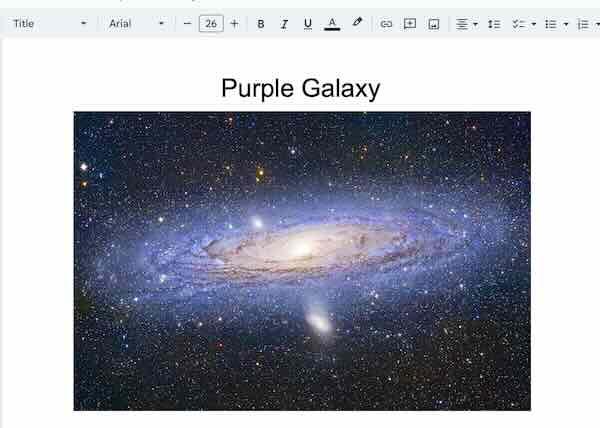 adding titles to images in Google Docs