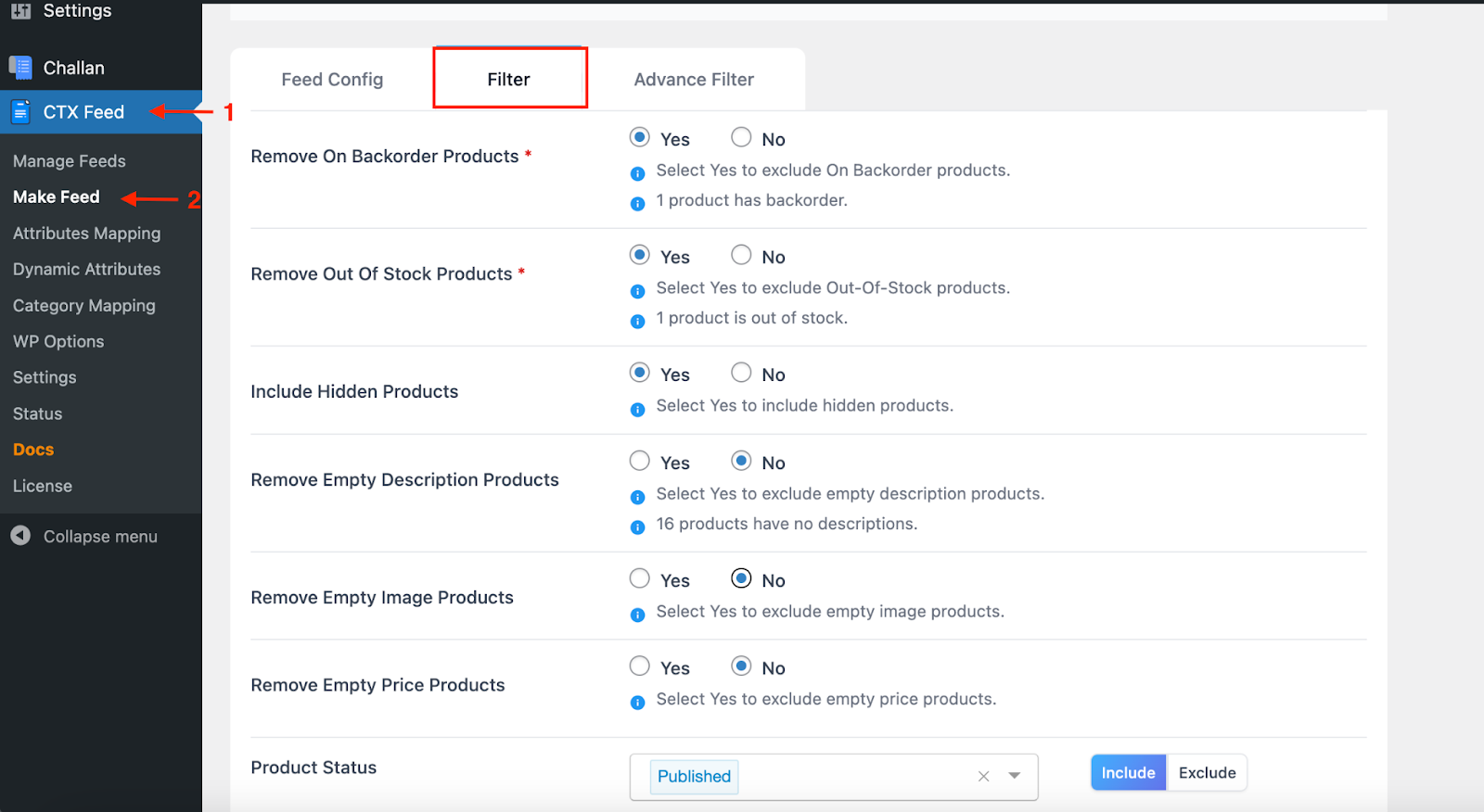 remove stock out products from pinterest feed