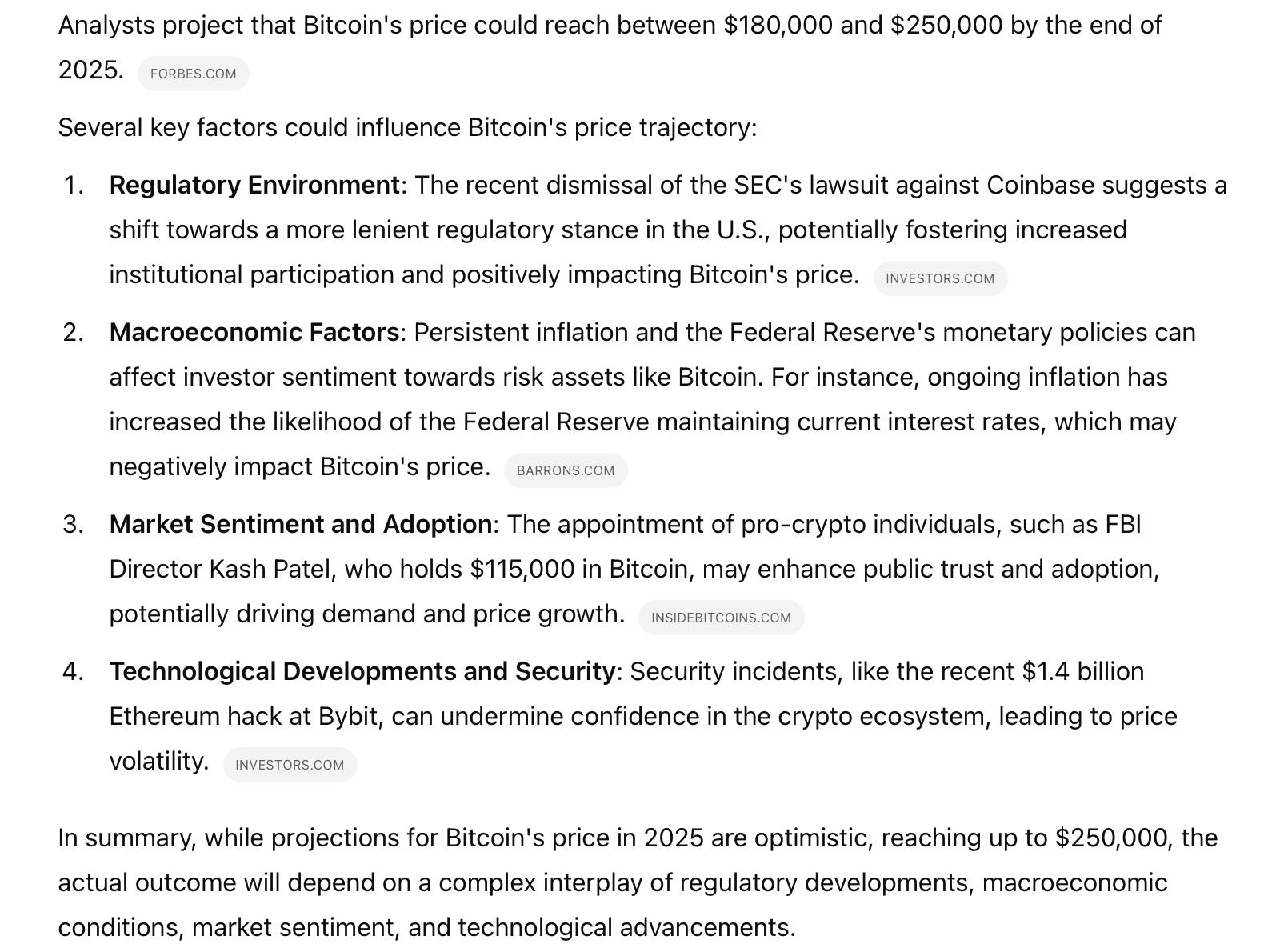 Key Factors Contributing to BTC’s $250K Target