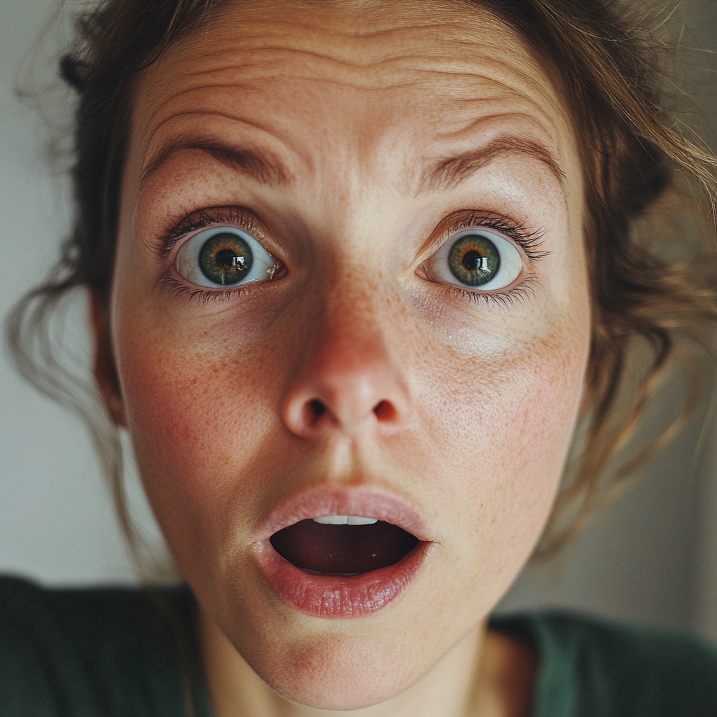 A close up of a shocked woman | Source: Midjourney