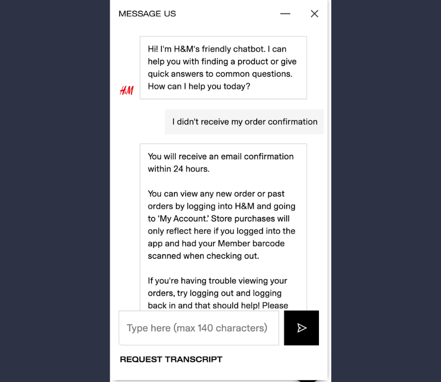 H&M FAQ chatbot