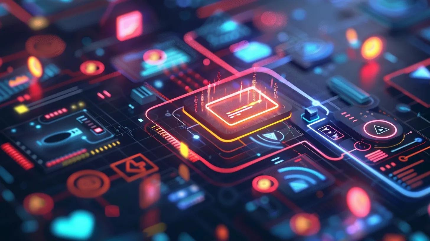 (Non-branded) A glowing AI assistant icon surrounded by outbound elements like messages, leads, and chat bubbles—symbolizing innovation and unified tools in a single platform.