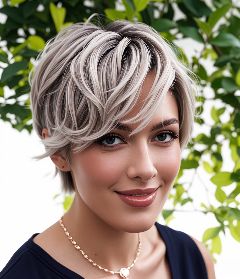 Soft & Playful: The Wavy Silver Long Pixie Cut