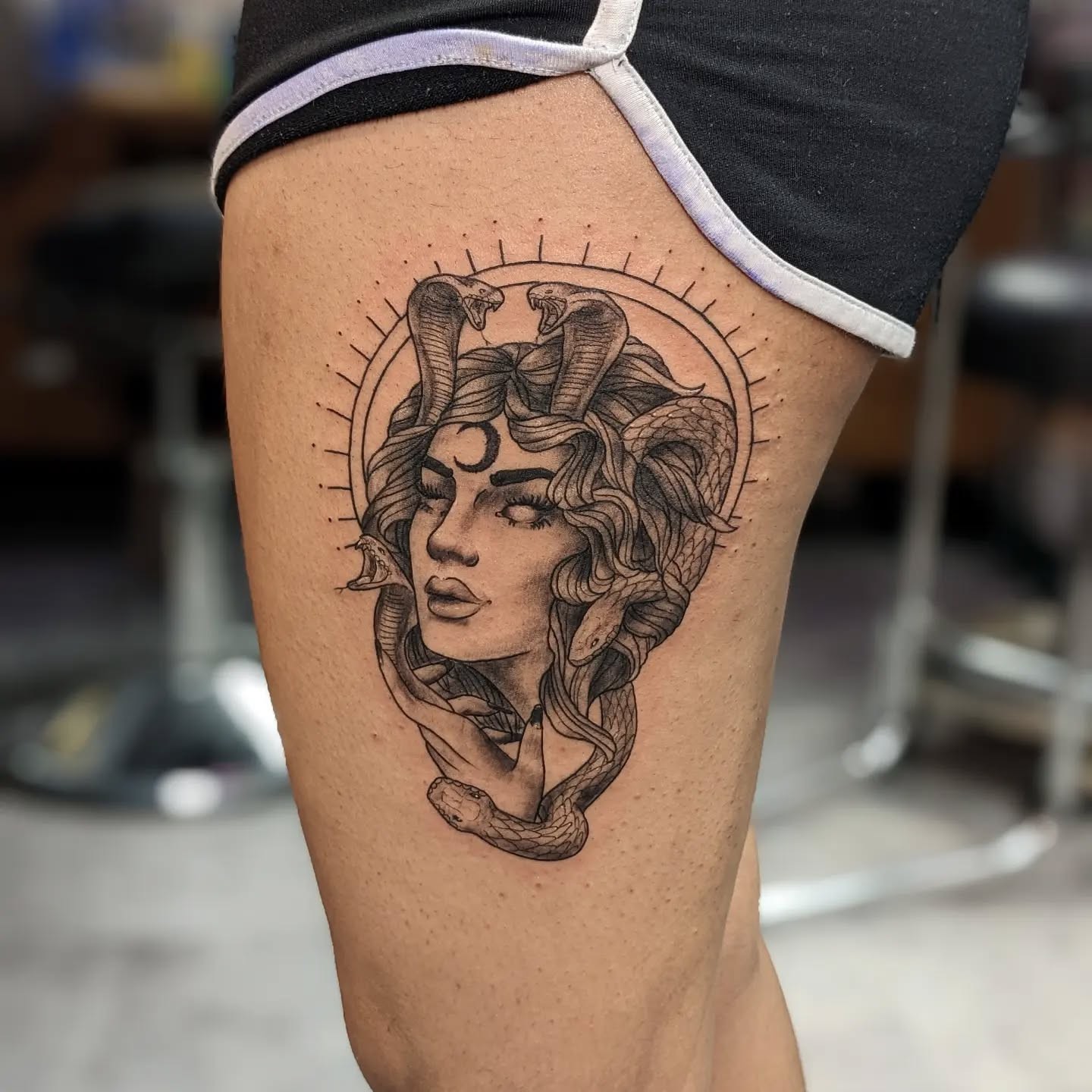 Medusa Thigh Tattoo
