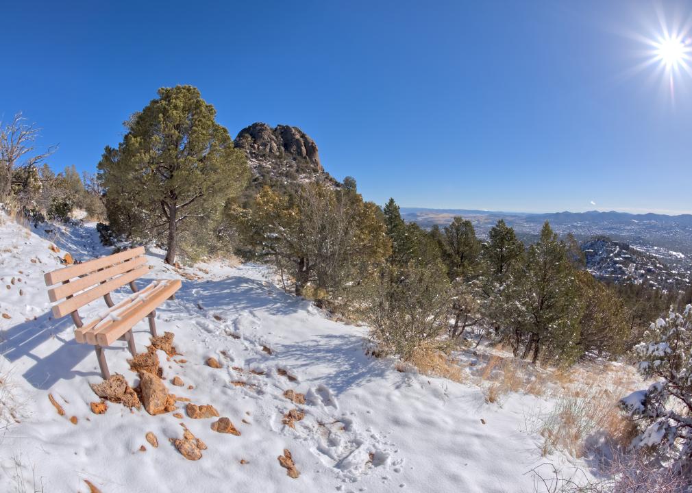 The 3rd Bench on Thumb Butte trail in winter.