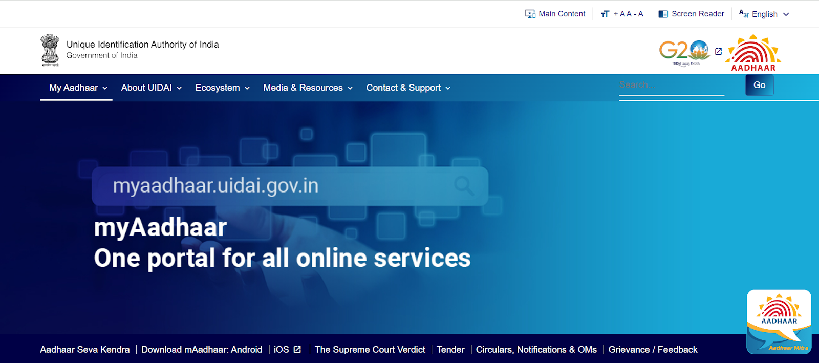 Aadhaar website