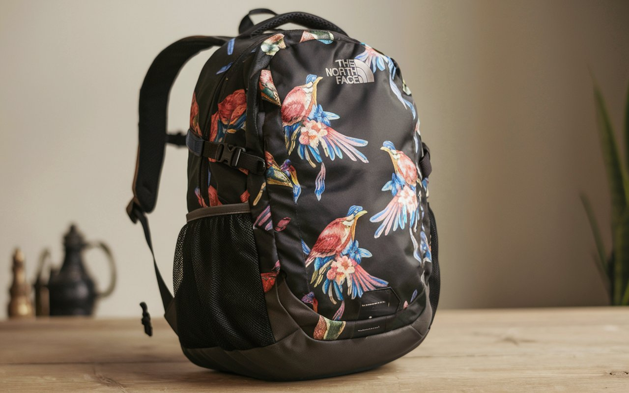 North Face Jester Backpack Black Floral/Birds