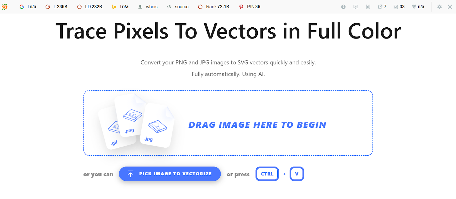 Vectorize.ai homepage