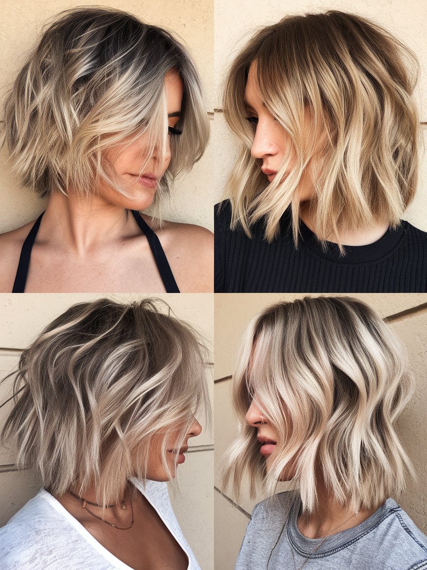 46. Tousled Wavy Bob for Fine Hair