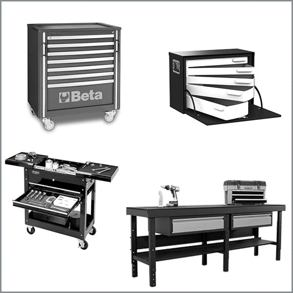 Various toolboxes in a garage