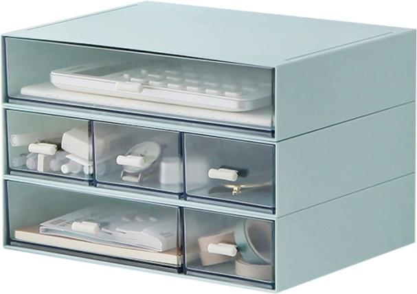 UmI 3 Pc Plastic Multi-Layer Stackable Drawer Desk Organizer