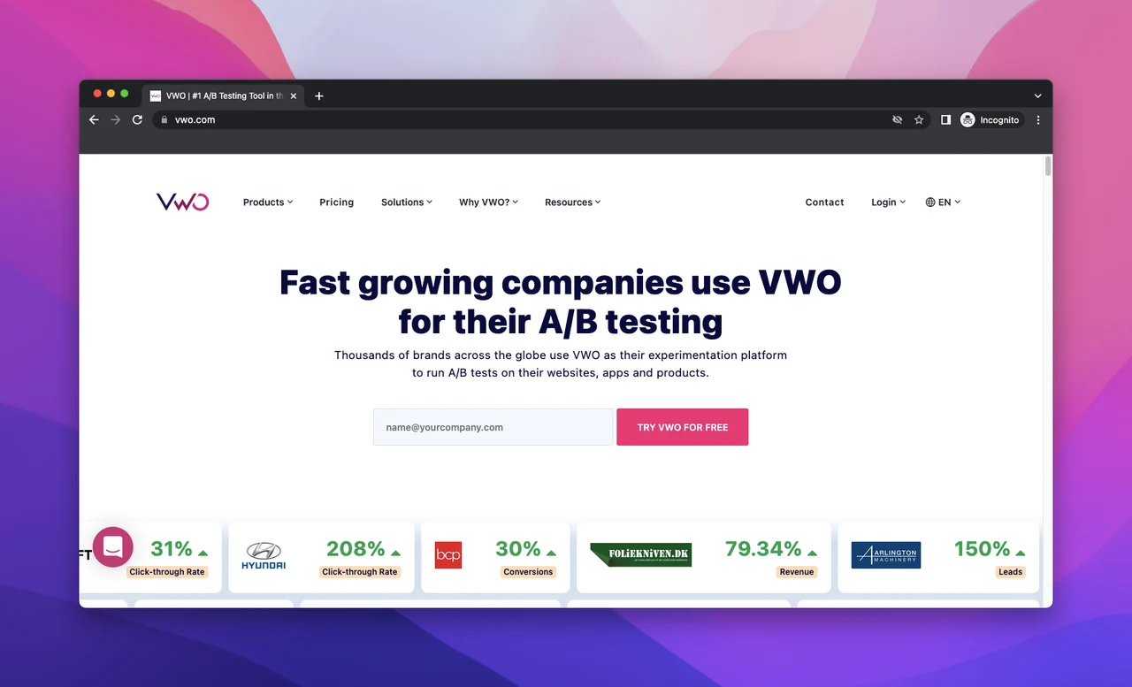 VWO website analytics tool