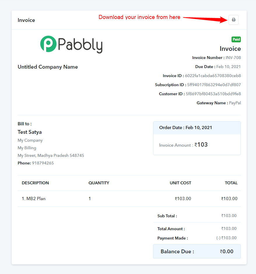 Pabbly invoice