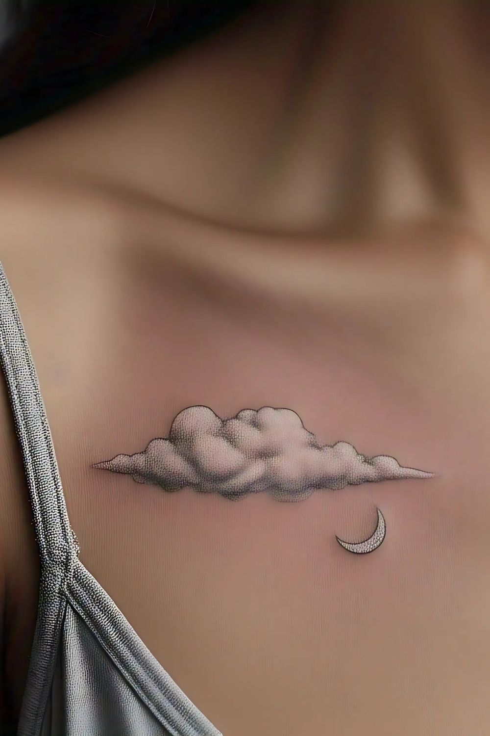 Cloud Tattoo with Crescent Moon Shoulder