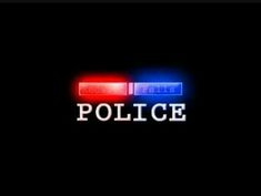 This contains an image of a police logo  shown on a black background with red, white and blue lights