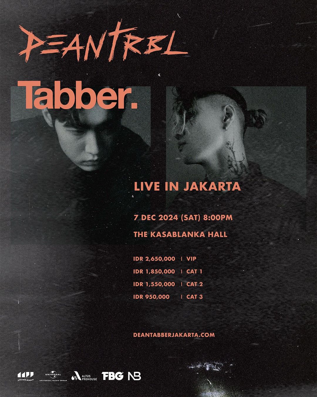 Daftar Harga Tiket Konser DEAN & Tabber Jakarta 2024