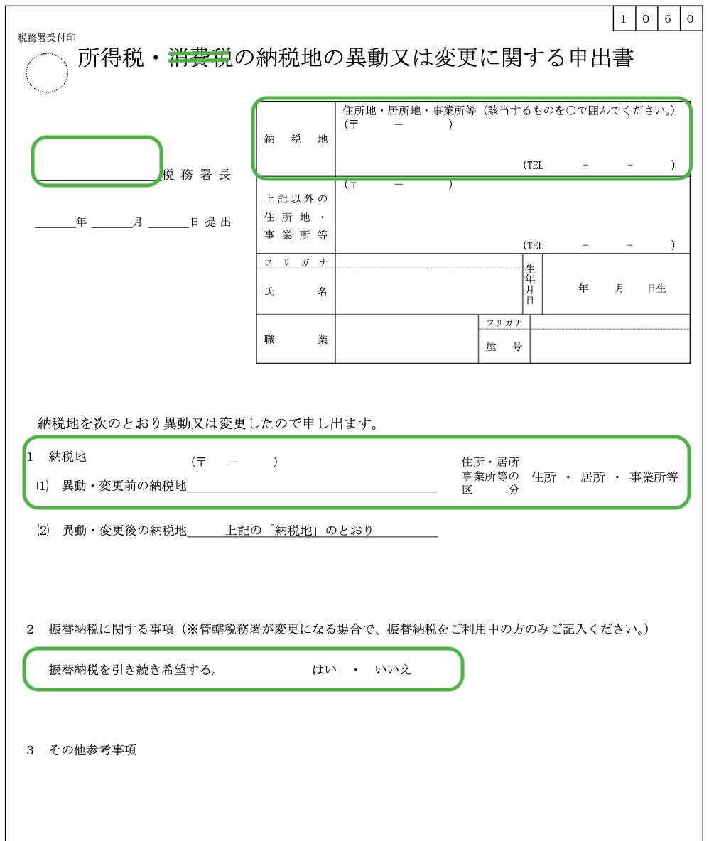 納税地の変更