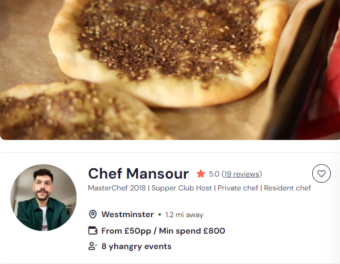 Chef Mansour as one of the top 20 chefs in UK