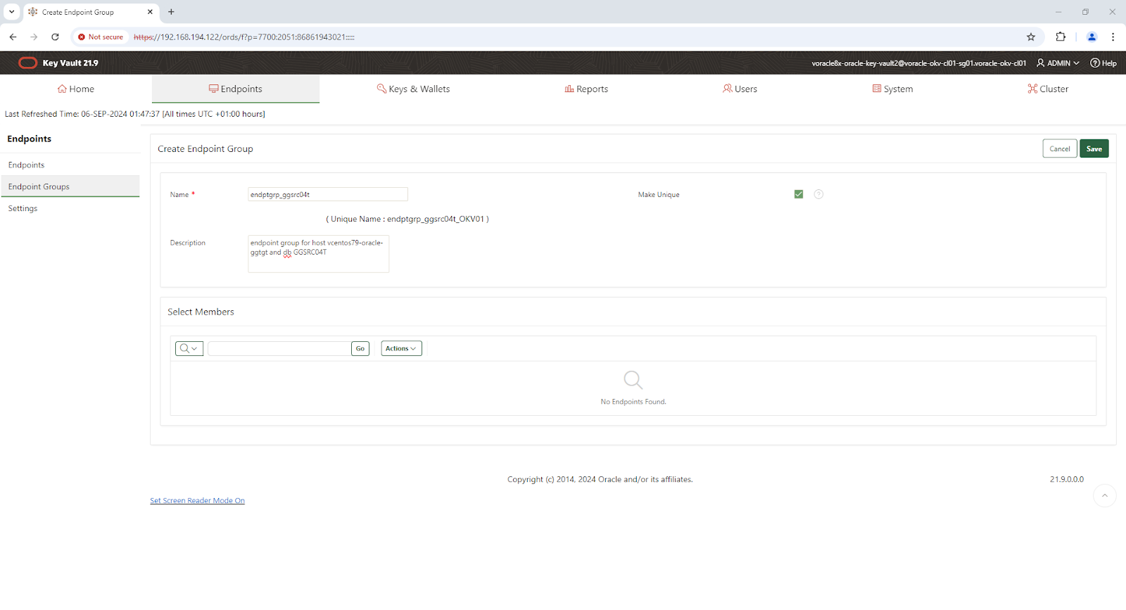 Create Endpoint Group - Google Chrome